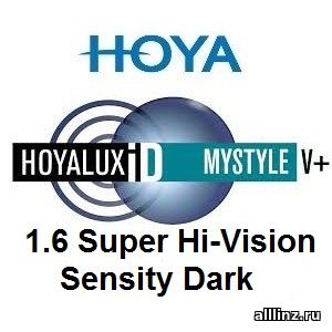 Прогрессивные фотохромные линзы Hoya ID MyStyle V+ 1.6 Super Hi-Vision Sensity Dark.